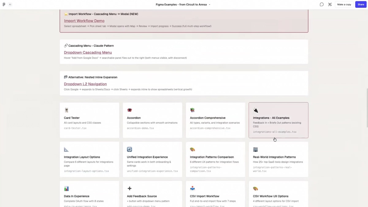 Grid of dozens of individually rebuilt Figma components, each tested as its own file