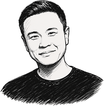 Hand-drawn illustrated portrait of Chip Dong Lim