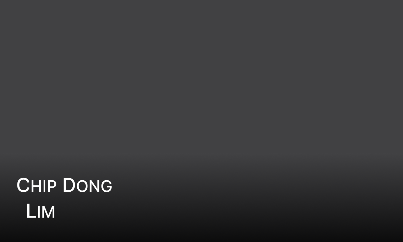 Name lower-third animation showing 'Chip Dong Lim' in all-caps white text fading in against a dark gradient background