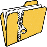 Illustration of a yellow folder with a zipper, representing a downloadable zip file