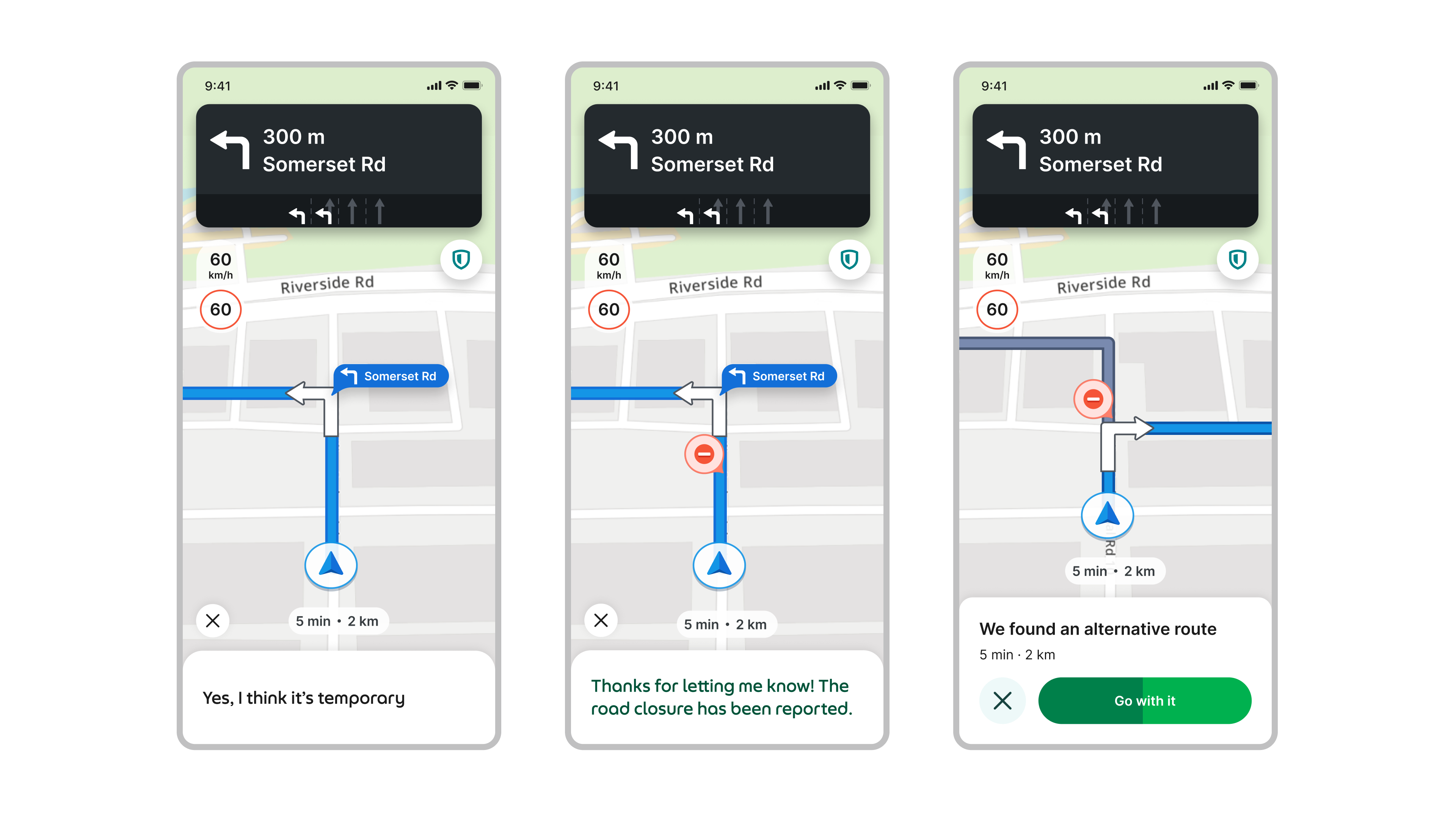 Finalised voice reporting flow — tap, speak, confirm
